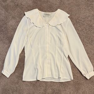 Susan Bristol Cream Blouse with Scalloped Collar